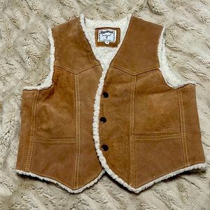 Vintage Steer Brand Youth Large Boys Girls Leather Sherpa Lined Vest Riding Cow